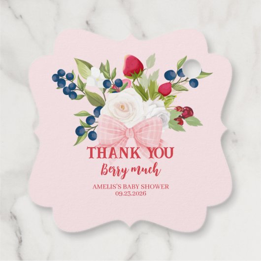 Bow bloemenaardbei Dank je Berry veel Bedankjes Labels (Achterkant)