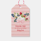 Bow bloemenaardbei Verjaardag Berry First Favour Cadeaulabel (Voorkant)
