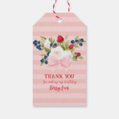 Bow bloemenaardbei Verjaardag Berry First Favour Cadeaulabel (Achterkant)