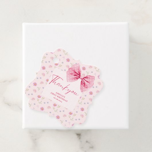 Bow bloemenkleine miss Onederful verjaardag gunst Bedankjes Labels (In situ)