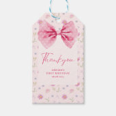 Bow bloemenkleine miss Onederful verjaardag gunst Cadeaulabel (Voorkant)