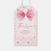 Bow bloemenkleine miss Onederful verjaardag gunst Cadeaulabel (Achterkant)