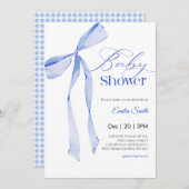 Bow Blue boy Baby shower Kaart (Voorkant / Achterkant)