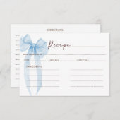 Bow Blue Bruidsfeest Recept Informatiekaartje (Voorkant / Achterkant)