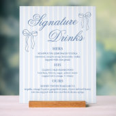 Bow Blue Wedding Signature Drink cocktails Acryl Bord (Neutraal)