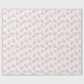 Bow Blush Roze Bloemen Baby shower Cadeaupapier (Vlak)