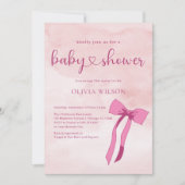 Bow Blush Roze Waterverf Lint Baby shower Kaart (Voorkant)