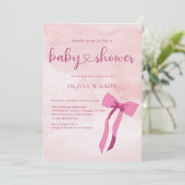Bow Blush Roze Waterverf Lint Baby shower Kaart (Staand voorkant)