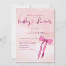 Bow Blush Roze Waterverf Lint Baby shower