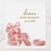 Bow Bonjour Bébé French Macarons Baby shower Wijn Etiket (Enkel label)