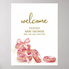 Bow Bonjour Bébé Macarons Baby shower Welkom Poster