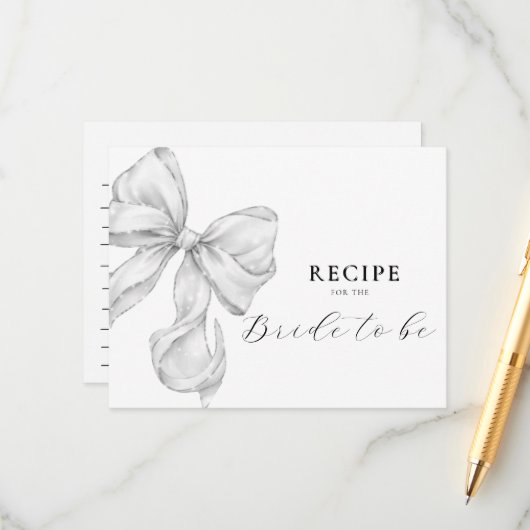 Bow Bridal Shower Recipe Informatiekaartje (Voorkant / Achterkant in situ)
