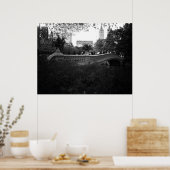 Bow Bridge, Black and White, Central Park, NYC Poster (Keuken)