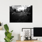 Bow Bridge, Black and White, Central Park, NYC Poster (Thuiskantoor)