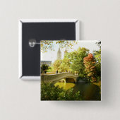 Bow Bridge, Central Park, Late Summer, NYC Vierkante Button 5,1 Cm (Voorkant /achterkant)