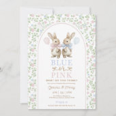  Bow Bunny Blue of Pink Gender Reveal Kaart (Voorkant)