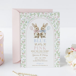  Bow Bunny Blue of Pink Gender Reveal Kaart