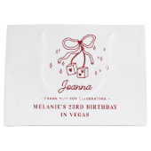 Bow Casino Dice Custom Name Vegas Birthday Party Groot Cadeauzakje (Voorkant)