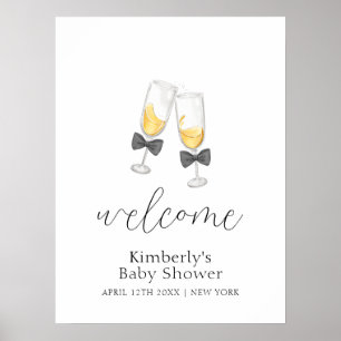 Bow Champagne Sip & See Baby shower Welkom Poster
