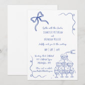 Bow champagne toren eigenzinnige bruiloft blauw kaart (Voorkant / Achterkant)