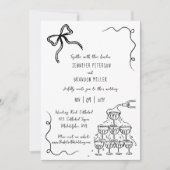 Bow champagne toren eigenzinnige bruiloft kaart (Voorkant)