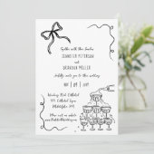 Bow champagne toren eigenzinnige bruiloft kaart (Staand voorkant)