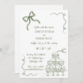 Bow champagnetoren eigenzinnig bruiloft groen kaart (Voorkant / Achterkant)