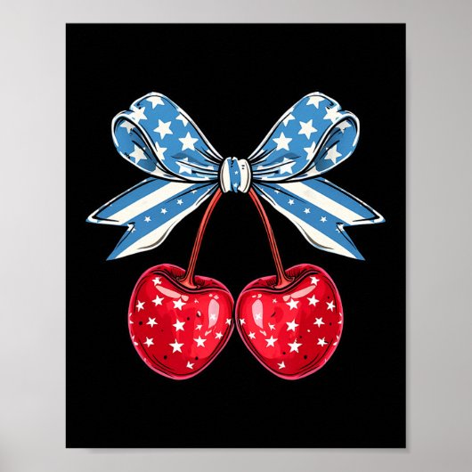 Bow Cherry 4th of July Amerikaanse Patriottische Poster (Voorkant)