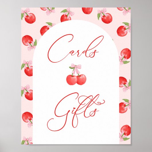 Bow Cherry Baby Girl Douche Kaarten & Geschenken T Poster (Voorkant)