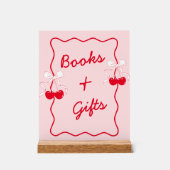 Bow Cherry Baby shower Boeken en geschenken Acryl Bord (Voorkant)