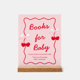 Bow Cherry Baby Shower Books for Baby Acryl Bord