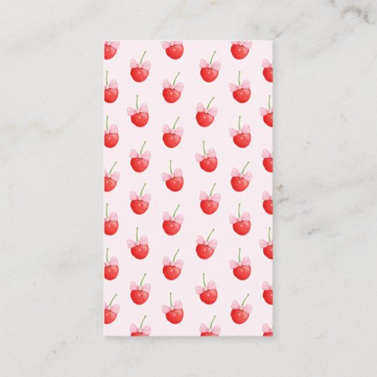 Bow Cherry op Top Baby Girl Douche Luier Raffle Informatiekaartje (Achterkant)
