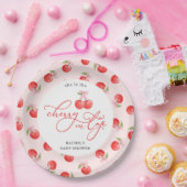 Bow Cherry op Top Baby Girl Shower Papieren Bordje (Feest)