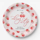 Bow Cherry op Top Baby Girl Shower Papieren Bordje (Voorkant)