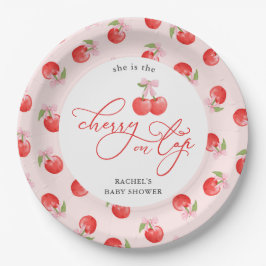 Bow Cherry op Top Baby Girl Shower Papieren Bordje