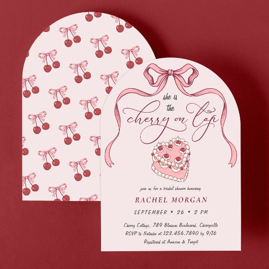Bow Cherry op Top Cake Roze Vrijgezellenfeest Kaart