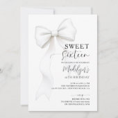 Bow Chic Black White Elegant Calligraphy Sweet 16 Kaart (Voorkant)