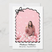Bow Chic Zwart & Wit Afstudeerder Foto 2025 Afstud Kaart (Achterkant)