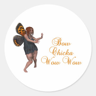 Bow chicka wow ronde sticker