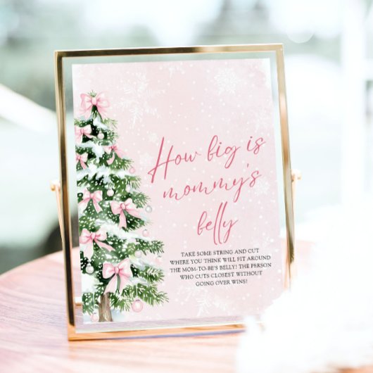 Bow Christmas Baby shower Hoe groot is mama's buik Poster
