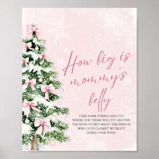 Bow Christmas Baby shower Hoe groot is mama's buik Poster (Voorkant)
