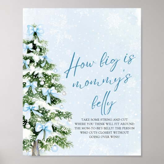 Bow Christmas Baby Shower How Big Is Mommy's Belly Poster (Voorkant)