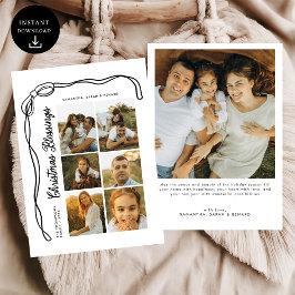 Bow Christmas Blessings Family 6 Photos  Feestdagenkaart