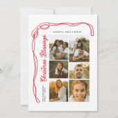 Bow Christmas Blessings Script Family 6 Photos Feestdagenkaart (Voorkant)
