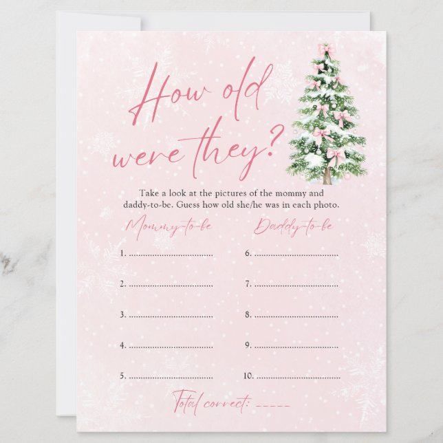 Bow Christmas How Old Were They Game Baby Shower (Voorkant)