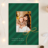  Bow Christmas Stripes Gewoon Elegante Foto Feestdagenkaart