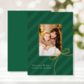  Bow Christmas Stripes Gewoon Elegante Foto Feestdagenkaart