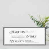 Bow Classic Old Money Black  & White Wedding Menu (Staand voorkant)