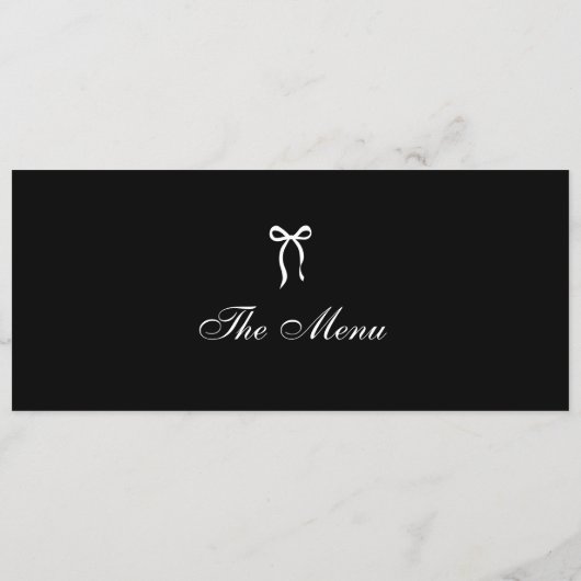 Bow Classic Old Money Black  & White Wedding Menu (Achterkant)