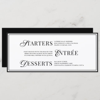 Bow Classic Old Money Black & White Wedding Menu